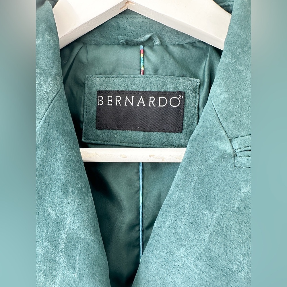 Bernardo - Genuine Leather Suede Jacket - Teal - Fitted - Size 8 - Picture 4 of 11